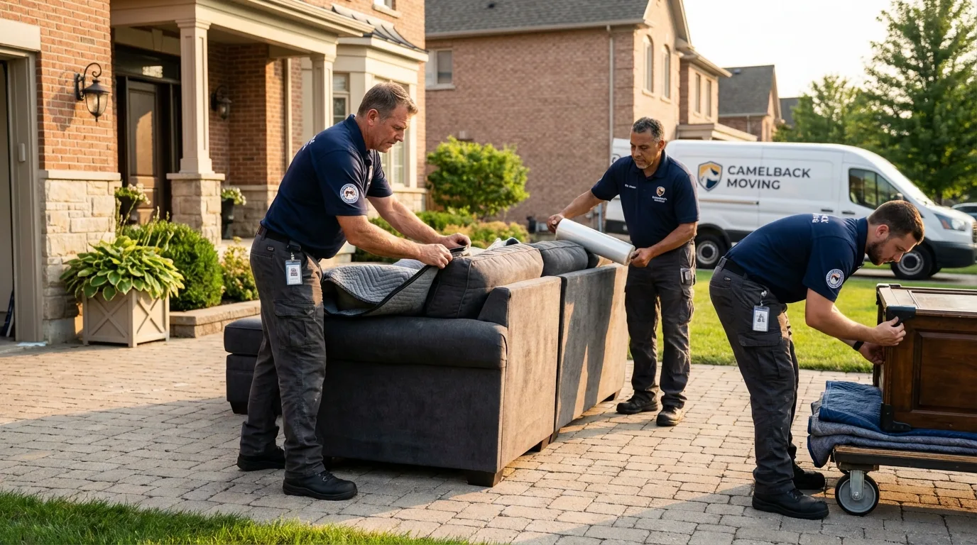 Large estate moving crew wrapping furniture in Williston, SC