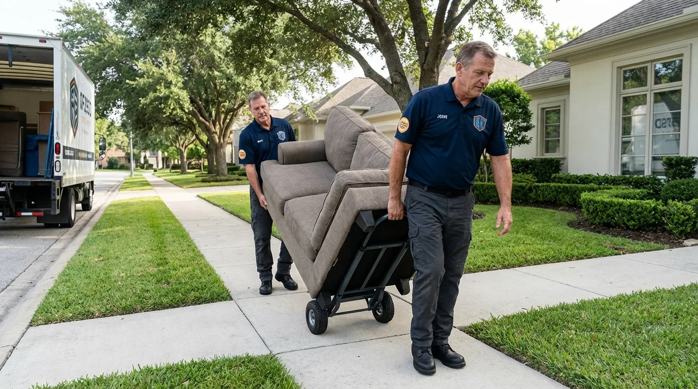 Local residential moving crew loading furniture in Williston, SC