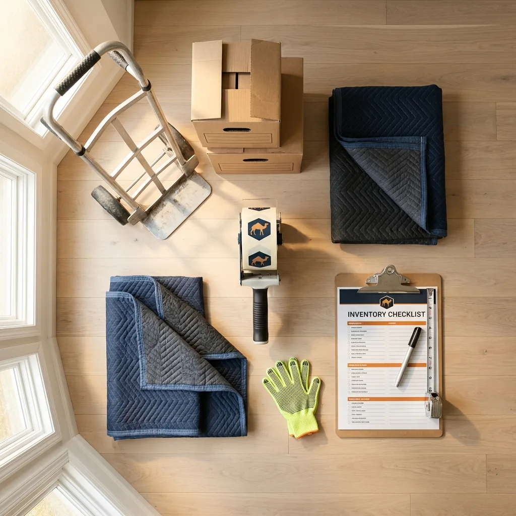 Professional moving supplies and packing materials layout for Williston residential relocations